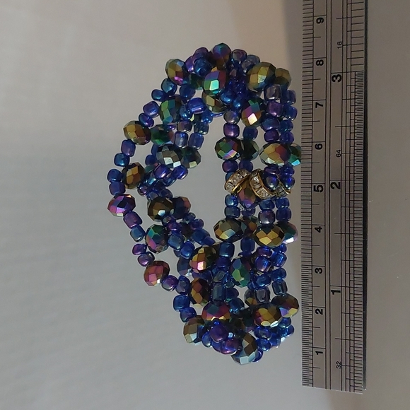 Handmade Elastic Blue Iridium Bracelet Set - Picture 5 of 7